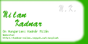 milan kadnar business card
